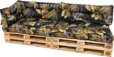 Produktbild von TexDeko Garden Palettenkissen 120x80x18cm wasserabweisend gesteppt Sitzauflage für Europaletten, UV-beständig (5-TLG Set, Blume)
