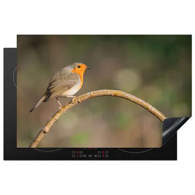 Produktbild von KitchenYeah© Herdabdeckplatte Rotkehlchen - Vogel - Natur , 81x52cm, Küche Deko, Glaskeramikkochfeld Herdabdeckung, Abdeckplatte fùr Kochfeld