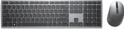 Zdjęcie produktu dla DELL Klawiatura i mysz Pro Plus — KM7321W - hiszpańska (QWERTY), Pełnowymiarowy (100%), Bezprzewodowy, RF Wireless + Bluetooth, QWERTY, Szary, Tytan, Dołączona myszka