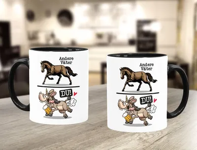 Produktbild von Kaffee-Tasse lustig Vatertag Vergleich Andere Väter Du Geschenke für Papa Ironie Moonworks® weiß-innen-schwarz standard