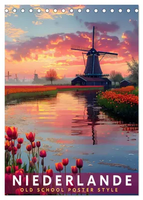 Produktbild von Niederlande - Old School Poster Style (Tischkalender 2027 DIN A5 hoch), CALVENDO Monatskalender