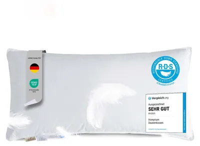 Federkissen 40x80 cm, 800 g, 3-Kammer, Baumwollbezug, weiß