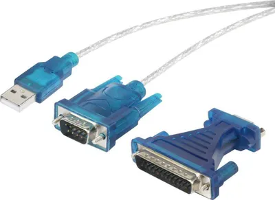 Produktbild von Renkforce USB 1.1 Adapter [1x D-SUB-Stecker 9pol., D-SUB-Stecker 25pol. - 1x USB 1.1 Stecker A] 40.00 cm vergoldete Ste