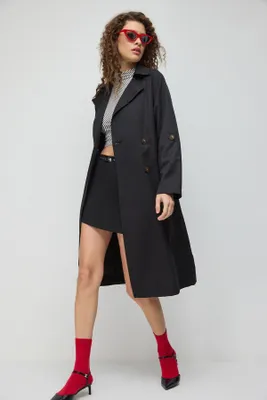 Produktbild von Langer Trenchcoat mit Gürtel, Black, XS