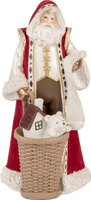 Image de Clayre & Eef Figurine de décoration de Noël Père Noël 15x14x29 cm Beige Rouge Plastique
