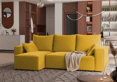 Produktbild von 4ALLHOME Ecksofa mit Schlaffunktion TOBI, Couch, Sofa mit Bettkasten, Eckcouch, L-Form Velo 626 Senfgelb