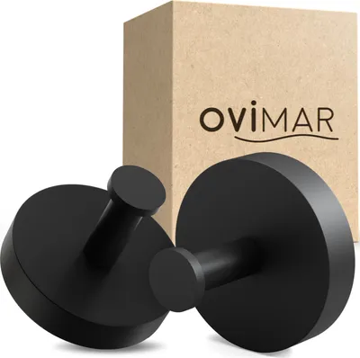 Produktbild von ovimar Handtuchhaken 2er Set Danksoya zum Bohren aus Edelstahl schwarz | als Handtuchhalter | kannauch als Geschirrtuchhalter oder Jackenhalter genutzt werden
