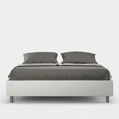 Produktbild von ITYHOME - Gepolstertes Bett mit Lattenrost 160x190 mit Kunstlederbezug Weiß Azelia