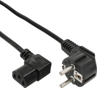 Productafbeelding van InLine® B-16752, 35-delig, InLine® netsnoer, met hoekige beschermingscontacten aan de serverstekker C13, rechtsom gebogen, zwart, 1,8 meter