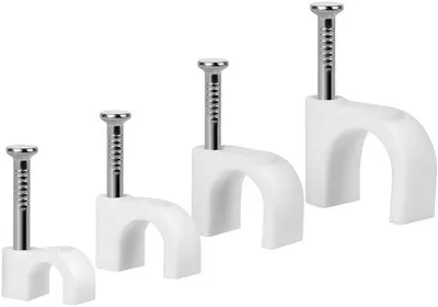 Produktbild von Famanu Kabelklemmen für die Wand - 400 Stück Kabelhalter mit Nagel - Weiß - Rund - 4 mm - 6 mm - 8 mm - 10 mm