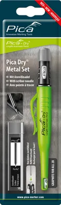 Obrázok produktu pre Pica 30800 Pica Metal Dry 3030 inkl. Anreißnadel Tieflochmarker-Bleistift Set schwarz 2B 2,8 mm, 1 Set