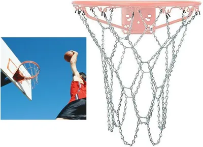 Productafbeelding van Basketbalnet Staal - Korfnet Vervanging - Sporten Buiten - Verzinkt Roestvrij - Standaard Maat - Zilver
