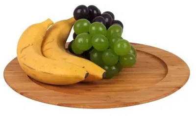 Image de Assiette décorative en bois de bambou Assiette de service Assiette à fruits Assiette en bambou Assiette en bois 30cm