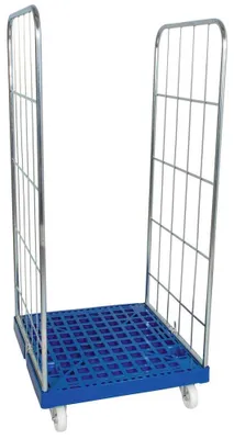 Produktbild von Gitterwagen, Drahtgitter Rollbox, Kommissionierwagen, Wäschewagen, 2-seitig, 1.640 x 720 x 810 mm (HxBxT), Boden enzianblau