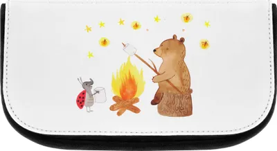 Produktbild von Mr. & Mrs. Panda Toilettentasche Bär & Marienkäfer Lagerfeuer - Weiß - Geschenk, Teddy, Organizer, Make-Up Tasche, Kosmetiktasche, Kulturbeutel, Schminktasche