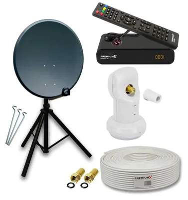 Produktbild von PremiumX Camping SAT Anlage 60cm Antenne Single LNB Kabel Stativ Receiver