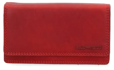 Productafbeelding van Herenportemonnee echt leer Hill Burry zwart rood drukknoop Black B UNICA 17x10x3 cm HILB-4006-ING-13-NERO