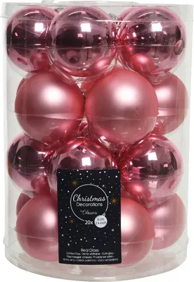 Produktbild von Weihnachtskugeln Glas 6cm x 20 Stück - Lippenstiftrosa