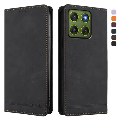 Produktbild von Hülle für Motorola Edge 70, Retro Kunstleder Ständer Klapphülle mit Kartenfächer und Magnetische Schwarz