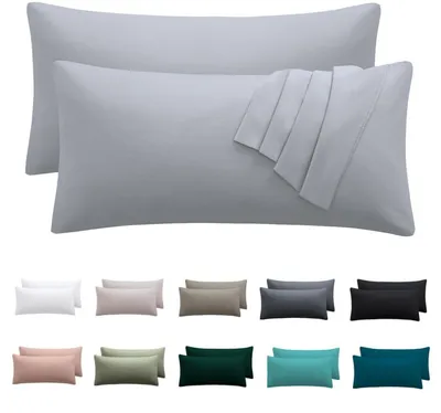 Immagine prodotto di Set di 2 federe per cuscini, 40 x 80 cm, colore grigio, 100% microfibra