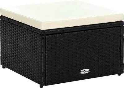 Produktbild von Gartenhocker und Fußhocker aus Polyrattan für den Außenbereich, 53 x 53 x 30 cm, Schwarz