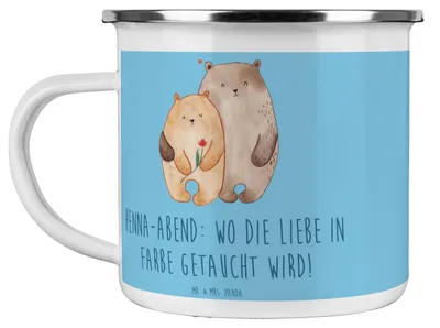 Produktbild von Mr. & Mrs. Panda Haferl Henna-Abend Farbenliebe - Sky Blue - Geschenk, Pott, Magischer Moment, Familie, Heiraten, Kaffeepott, Feier, Heirat, Emaille Tasse, Campingbecher