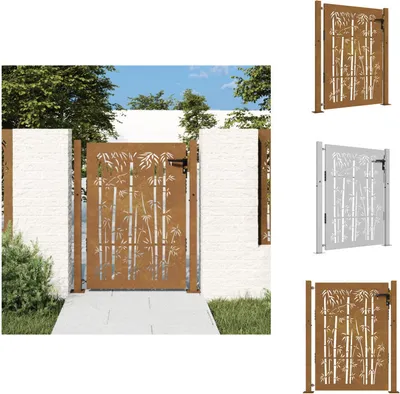 Produktbild von vidaXL Gartentor 105x130 cm Cortenstahl Bambus-Design -  Gartentore