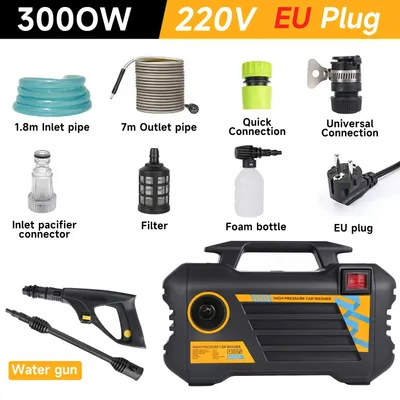 Produktbild von Hochdruckreiniger 220V - Elektrischer Hochdruckreiniger - 300 bar - 3000W - Autowäsche und Terrasse - EU-Stecker