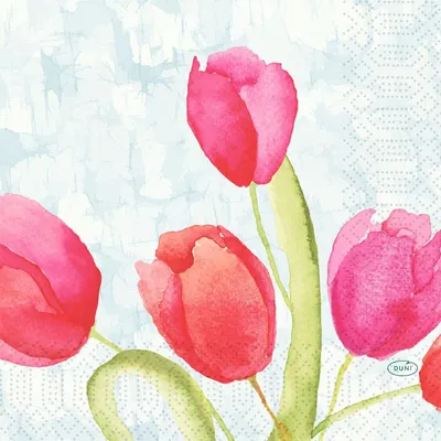 Produktbild von 500x DUNI Tissue-Serviette 33 x 33 cm Painted Tulips 3-lagig