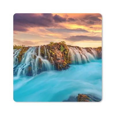 Produktbild von MuchoWow® Mauspad Mousepad Wasserfall - Landschaft - Wolken - Natur 20x20 cm - Mousepads - Maus Mat - Pad - Mausunterlage - Desk Mat - Bureauartikeln