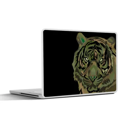 Produktbild von MuchoWow® Laptop Aufkleber Sticker Cover Tiger - Schwarz - Grau 30x21 cm - Sticker für Laptop - Selbstklebend