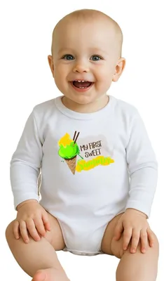 Zdjęcie produktu dla Body z nadrukiem New Baby MY FIRST SWEET summer green, rozmiar 50