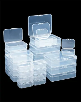 Aufbewahrungsboxen-Set 28-tlg., 3 Größen, transparent, Kunststoff