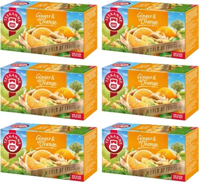 Produktbild von Teekanne Ingwer Orange Tee 6x 20 Teebeutel - Früchtetee Mischung mit Stevia