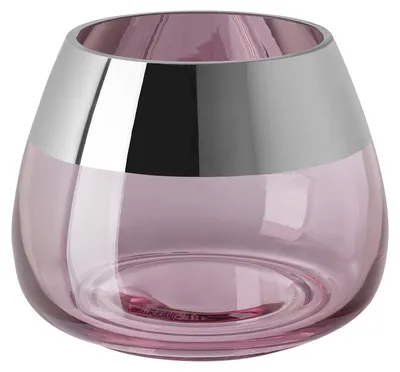 Produktbild von Fink BELLA, Teelichthalter, Glas, Silberfolie, silberfarben, rose, L. 15 cm, B. 15 cm, H. 11.6 cm, D. 15 cm 116126