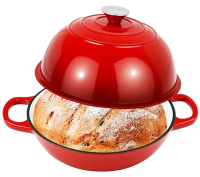 Gusseisen-Bräter 5,7 L / 26 cm mit Deckel, rot, backofenfest