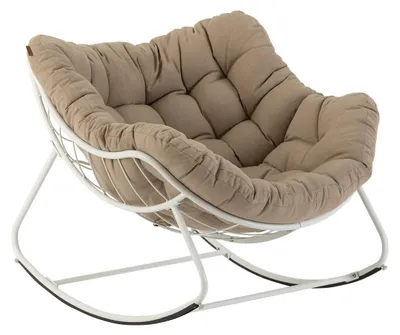 Produktbild von Schaukel-ei-sessel "paopao" beige und weiß aus epoxybehandeltem stahl  - Hespéride