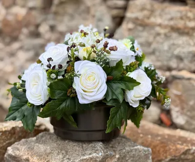knstliche Grabblumen Aufleger mit Sonnenblumen Rosen