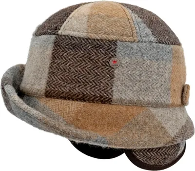 Balke bunt karierter Toque Winter-Stoffhut mit Ohrenklappen in beige