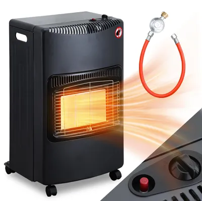 Produktbild von Ikodm Gasofen Keramik 4200 Watt mit 3 Stufen, Sauerstoffmangelsicherung, Gasschlauch & Regler, 5 Rollen
