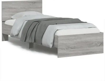 Produktbild von Bettgestell mit Kopfteil und LED-Leuchten Grau Sonoma 90x190 cm 838839
