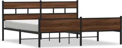 Obrázok produktu pre Kovový posteľný rám bez matraca hnedý dub 193x200 cm
