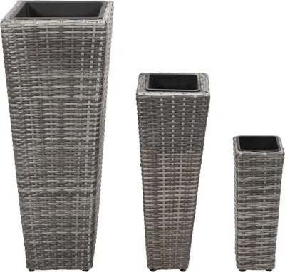 Obrázok produktu pre vidaXL Garten-Hochbeet 3-tlg. Poly ratan Grau