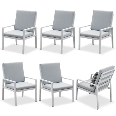 Produktbild von MEXO Gartenlounge-Set Gartenmöbel Set Aluminium Gartenlounge Set Esszimmerstühle wetterfester Gartenstuhl Balkonstuhl(6-tlg)