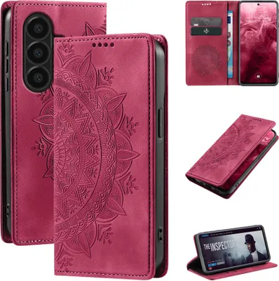 Produktbild von Mandala Handyhülle für Samsung Galaxy A57 5G RFID Schutz Klapphülle Case Cover Design Schutzhülle Farbe: Magenta