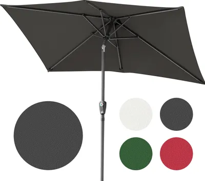 Image de Parasol Bettizia rectangulaire, manivelle inclinable, fer, parasol de balcon, parasol de marché, inclinable, 1,4 x 2,1 m, gris