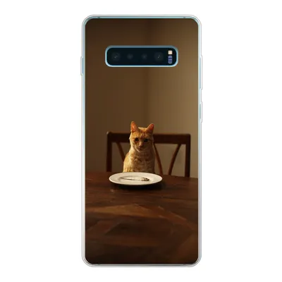 Produktbild von MuchoWow® Handyhülle Schutzhülle Hülle für Samsung Galaxy S10 Lite Katze - Esstisch - Teller Silikon Softcase Handy Hülle - Schutz