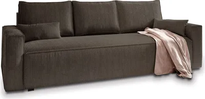Produktbild von Sofa MENI Braun Kordstoff mit Schlaffunktion, Sofa mit Bettkasten, Sofa mit Bettkasten, Wohnzimmersofa, Couch, Soffa, Bettsofa, Couchgarnitur- Braun, POSO 06
