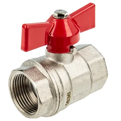 Produktbild von tecuro Kugelhahn, beidseitig Innengewinde G 1 Zoll (DN 25) Flügelgriff, Messing vernickelt