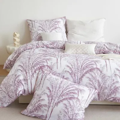Zdjęcie produktu dla Pościel 160x200 Satyna Vintage z Botanicznym Wzorem i Zapięciem na Zamek, 100% Bawełna